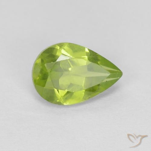 Peridoto Verde amarelado vivo Natural 0.75ct, Formato de pêra, VVS-VS
