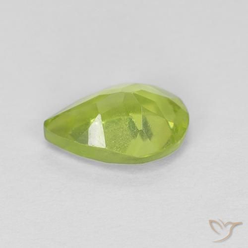 Peridoto Verde amarelado vivo Natural 0.75ct, Formato de pêra, VVS-VS