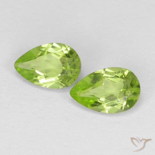 Pedras preciosas de Peridoto Verde Vivo Claro natural de 0.88 ct, Formato de pêra, VS