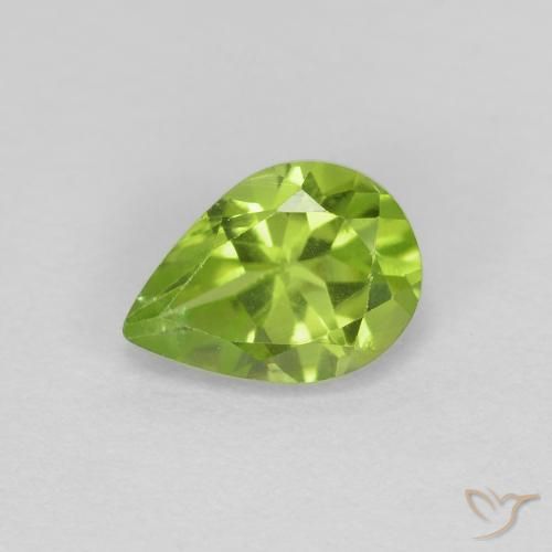 0.91ct Natural Verde médio Peridoto, Formato de pêra, VS
