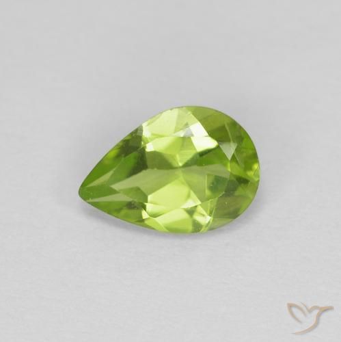 Peridoto Verde médio Natural 0.73ct, Formato de pêra, VS
