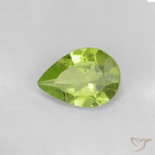 0.68ct Natural Verde médio Peridoto, Formato de pêra, VS