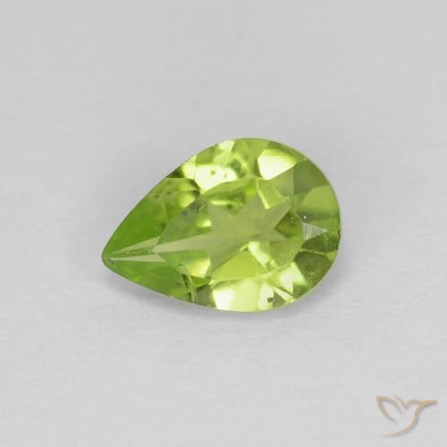 Peridoto Verde médio Natural 0.68ct, Formato de pêra, VS