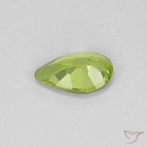 Peridoto verde vivo Natural 0.61ct, Formato de pêra, VS