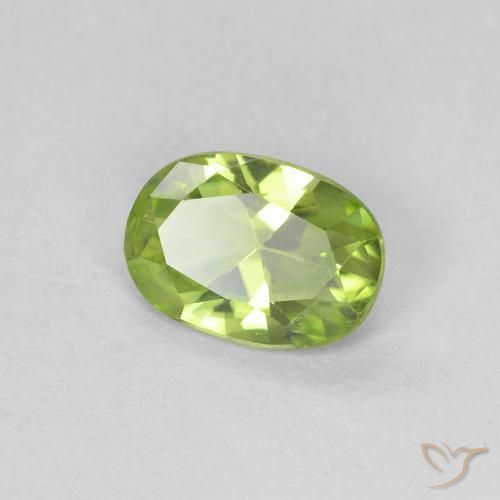 Peridoto verde vivo Natural 0.76ct, oval, VVS-VS