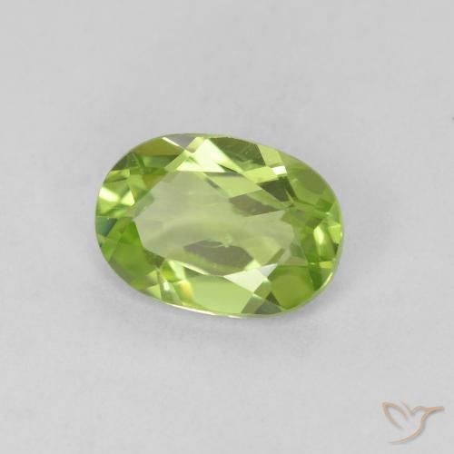 Peridoto verde vivo Natural 0.78ct, oval, VVS