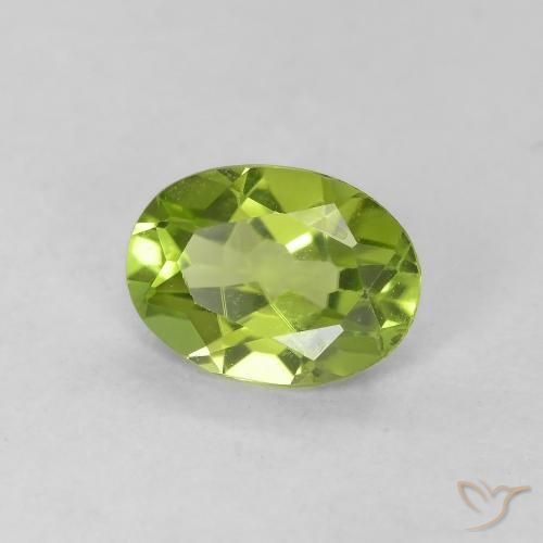 Peridoto verde vivo Natural 0.73ct, oval, VVS-VS