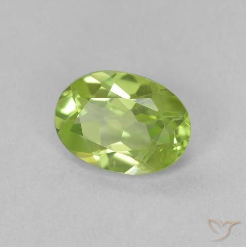 Peridoto verde vivo Natural 0.80ct, oval, VVS-VS