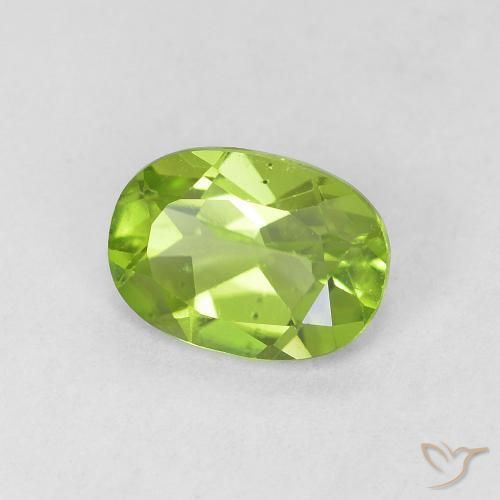 Peridoto verde vivo Natural 0.90ct, oval, VVS-VS