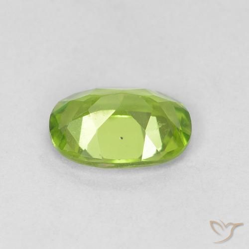 Peridoto verde vivo Natural 0.90ct, oval, VVS-VS