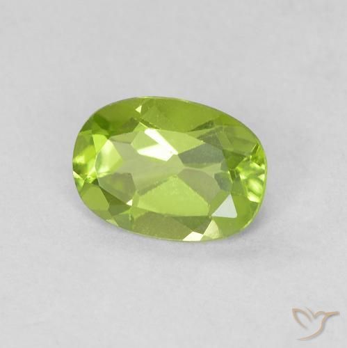 Peridoto verde vivo Natural 0.82ct, oval, VVS-VS