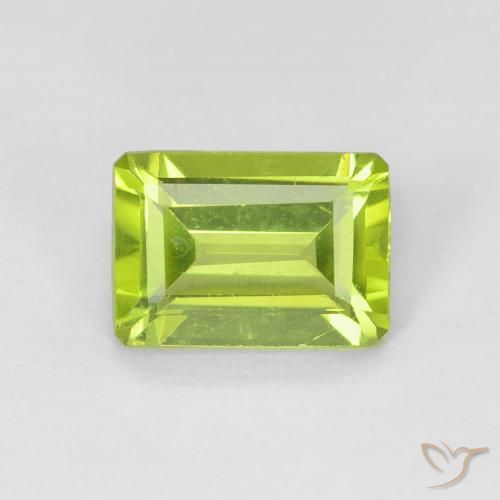 0.98ct Natural Verde claro Peridoto, Corte Esmeralda, VS