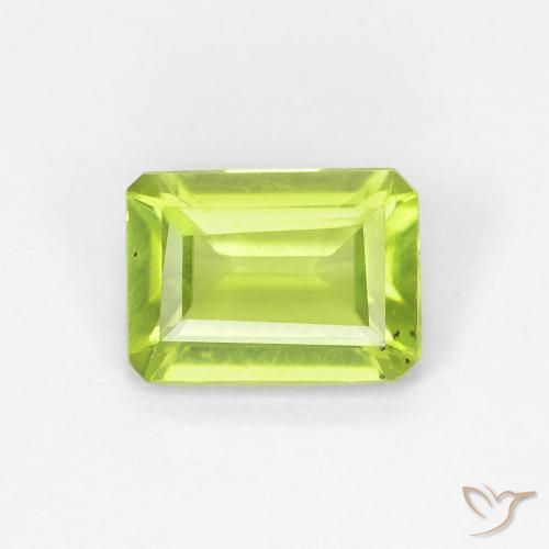 0.97ct Natural Verde médio Peridoto, Corte Esmeralda, VS-SI