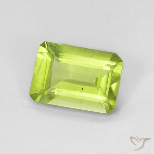 Peridoto Verde amarelado vivo Natural 0.90ct, Corte Octógono / Esmeralda, VS-SI