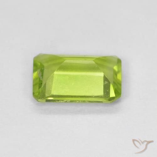 Peridoto Verde amarelado vivo Natural 0.90ct, Corte Octógono / Esmeralda, VS-SI