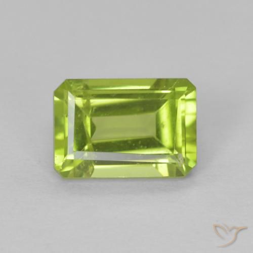 1.09ct Natural Verde amarelado vivo Peridoto, Corte Esmeralda, VS