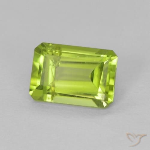 Peridoto Verde amarelado vivo Natural 1.09ct, Corte Octógono / Esmeralda, VS