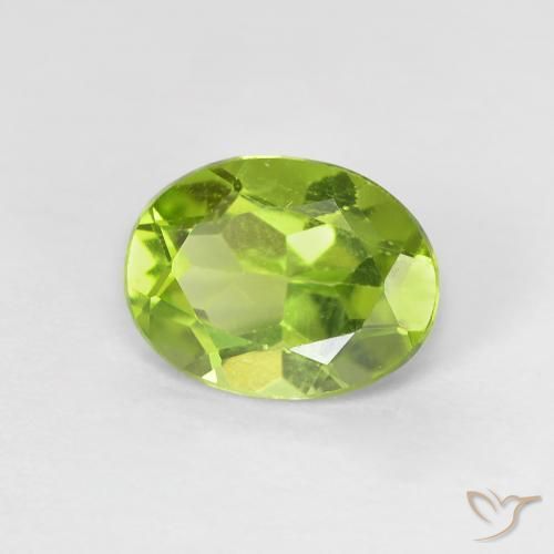 Peridoto verde vivo Natural 1.21ct, oval, VS