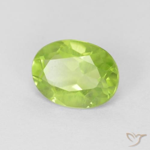 Peridoto verde vivo Natural 1.30ct, oval, VS