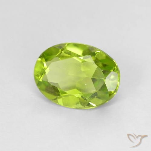Peridoto Verde amarelado vivo Natural 1.24ct, oval, VS
