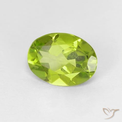 Peridoto Verde amarelado vivo Natural 1.10ct, oval, VS