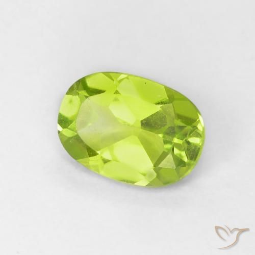 Peridoto Verde amarelado vivo Natural 0.87ct, oval, VVS-VS
