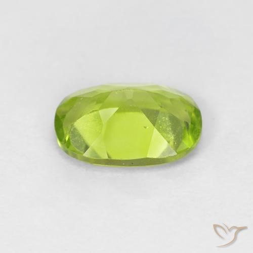 Peridoto Verde amarelado vivo Natural 0.87ct, oval, VVS-VS