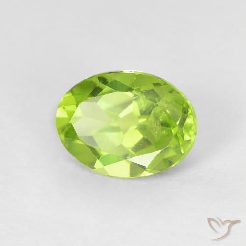 Peridoto verde vivo Natural 1.23ct, oval, VS