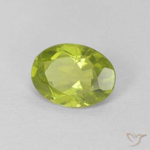 Peridoto Verde amarelado vivo Natural 1.08ct, oval, VS