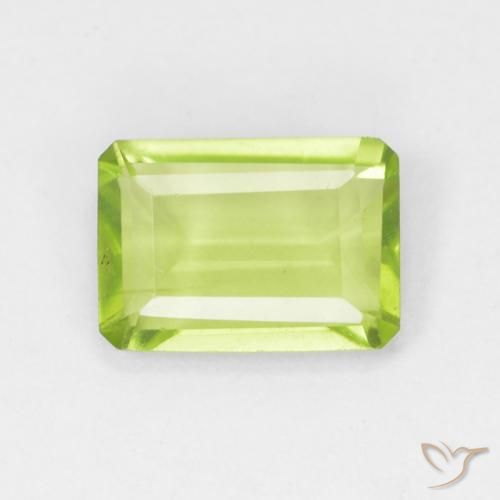 0.87ct Natural Verde claro Peridoto, Corte Esmeralda, VS