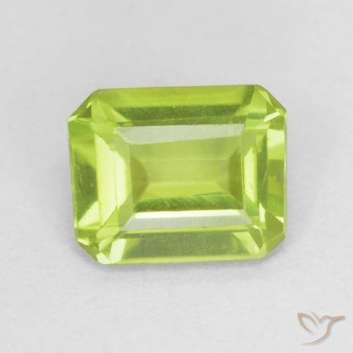 0.78ct Natural Verde claro Peridoto, Corte Esmeralda, VVS