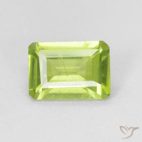 0.97ct Natural Verde claro Peridoto, Corte Esmeralda, VS