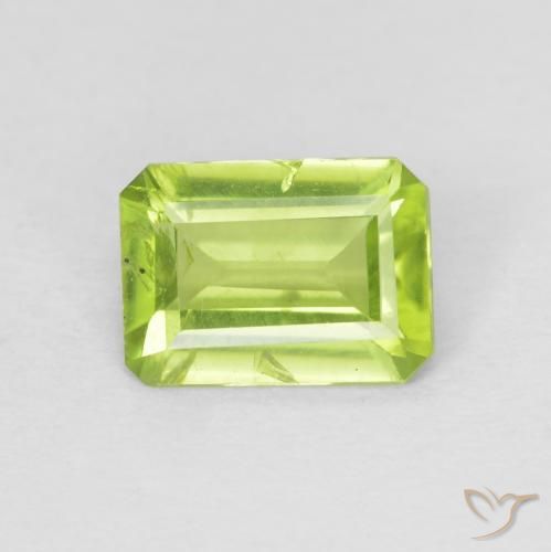 0.97ct Natural Verde amarelado Peridoto, Corte Esmeralda, VS