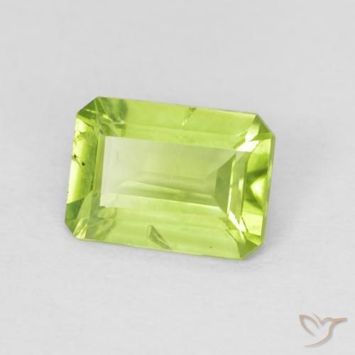 Peridoto Verde amarelado Natural 0.97ct, Corte Octógono / Esmeralda, VS