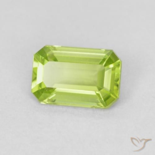 Peridoto Verde amarelado vivo Natural 0.53ct, Corte Octógono / Esmeralda, VVS