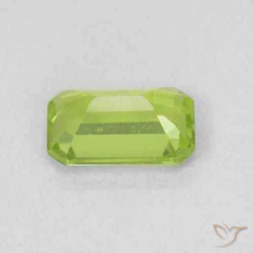 Peridoto Verde amarelado vivo Natural 0.53ct, Corte Octógono / Esmeralda, VVS