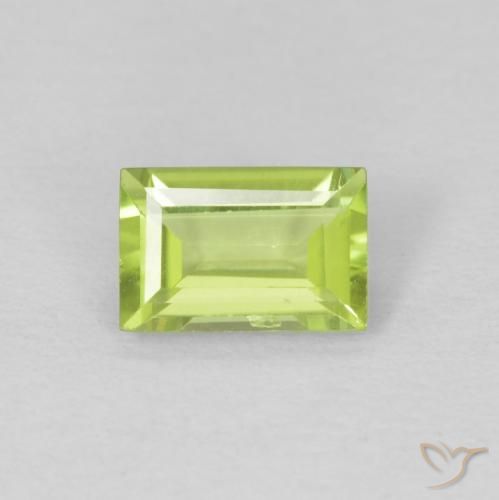 0.56ct Natural Verde médio Peridoto, baguete, VVS-VS