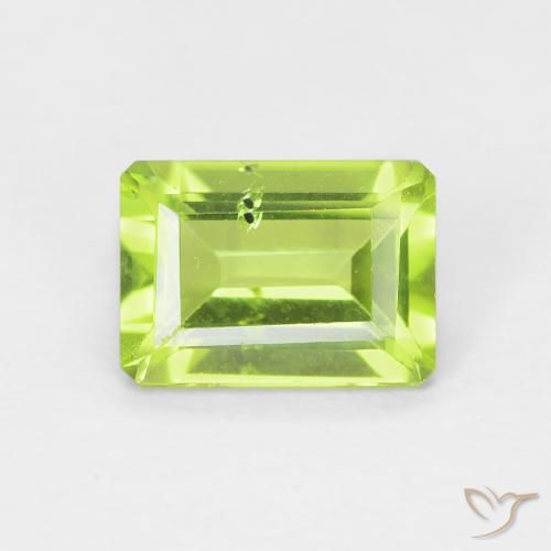 Peridoto Verde médio Natural 1,11ct, Corte Esmeralda, VS