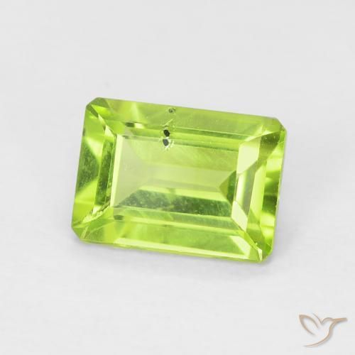 Peridoto Verde médio Natural 1,11ct, Corte Esmeralda, VS