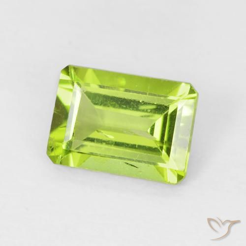 Peridoto Verde médio Natural 1.08ct, Corte Octógono / Esmeralda, VS