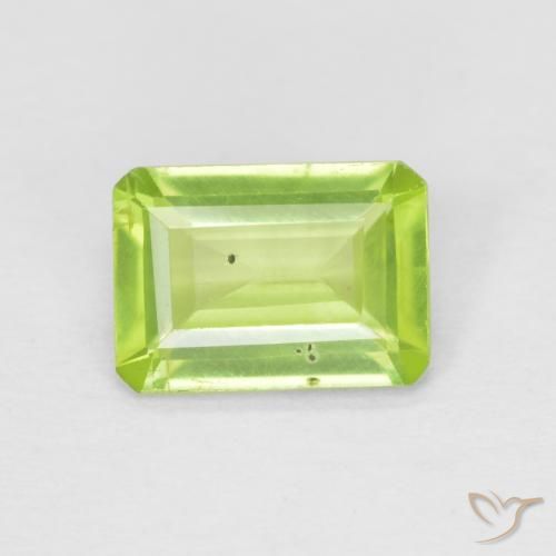 0.84ct Natural Verde claro Peridoto, Corte Esmeralda, Opaco