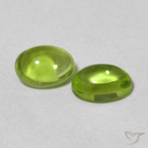 Pedras preciosas de Peridoto verde vivo natural de 1.30 ct, oval, Transparente