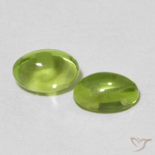 Pedras preciosas de Peridoto verde vivo natural de 1.18 ct, oval, Transparente