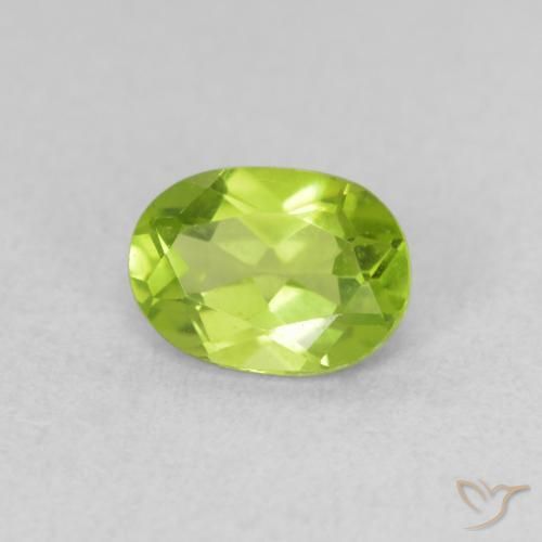 Peridoto Verde amarelado vivo Natural 0.97ct, oval, VVS-VS