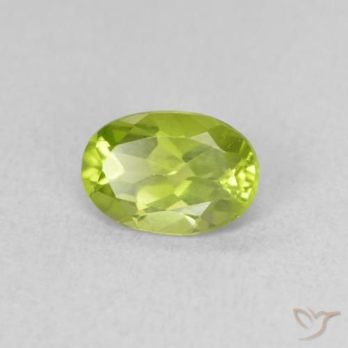 Peridoto Verde amarelado vivo Natural 0.83ct, oval, VVS-VS