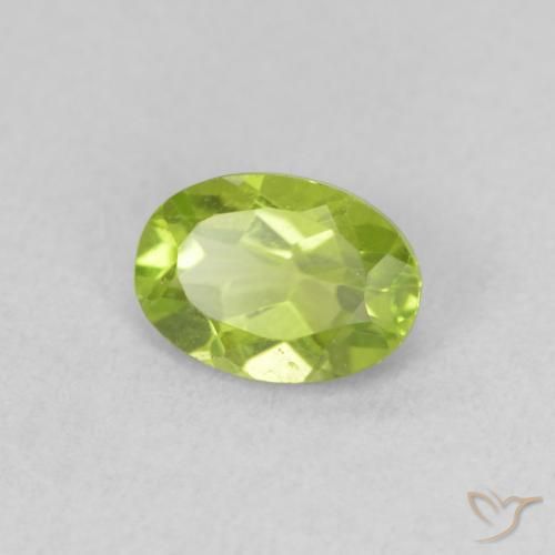 Peridoto Verde amarelado vivo Natural 0.95ct, oval, VVS-VS