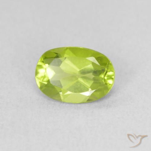 Peridoto Verde amarelado vivo Natural 0.91ct, oval, VVS-VS