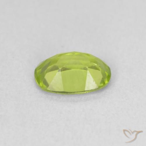 Peridoto Verde amarelado vivo Natural 0.91ct, oval, VVS-VS