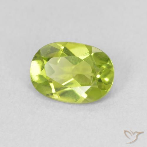Peridoto Verde amarelado vivo Natural 0.91ct, oval, VS