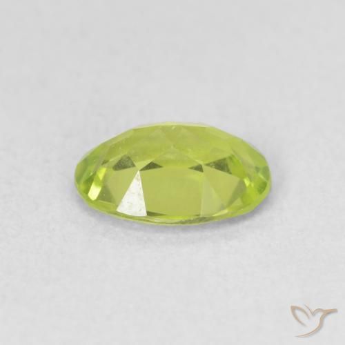 Peridoto Verde amarelado vivo Natural 0.81ct, oval, VS